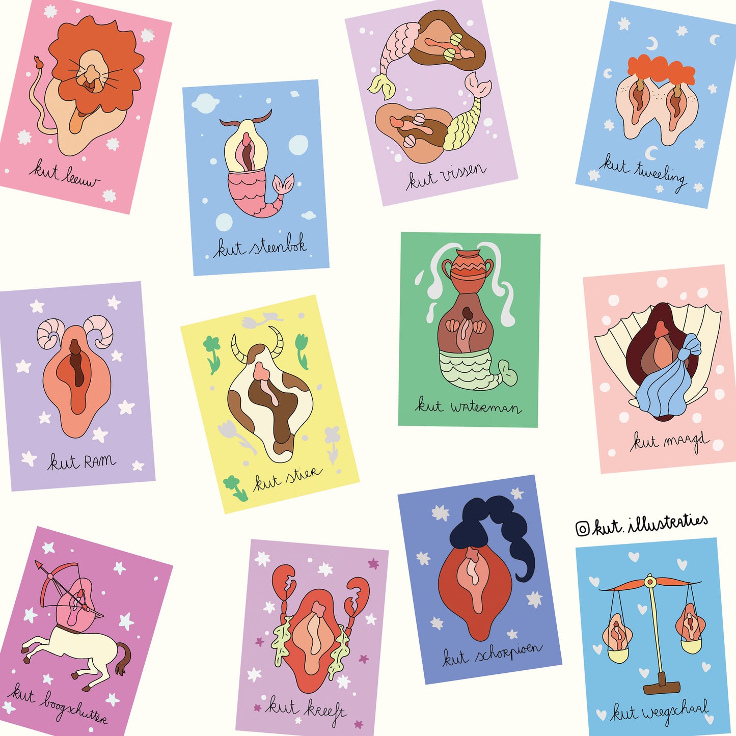 Kut Horoscoop Holografisch Kaarten Set - 12 stuks