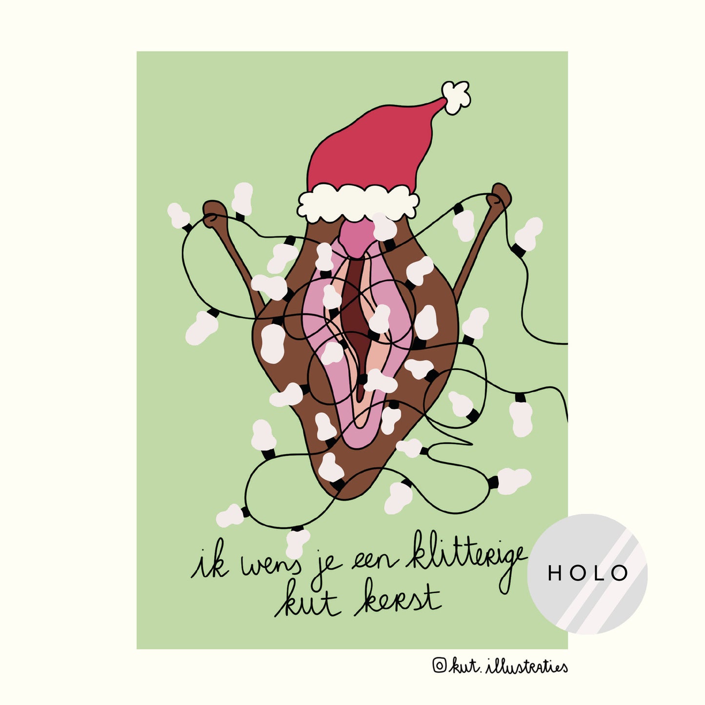 Ik wens je een klitterige kut kerst- A6 Postkaart