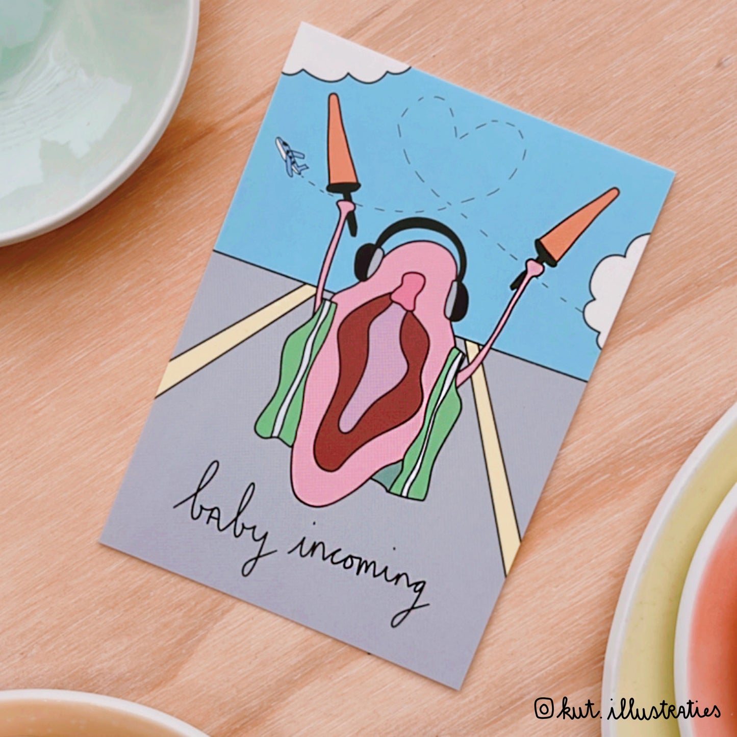 Baby Incoming - A6 Postkaart