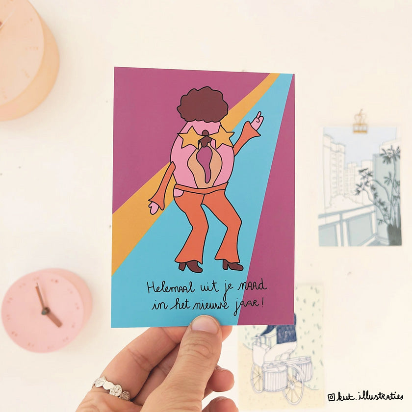 Helemaal uit je naad in het nieuwe jaar - A6 Postkaart